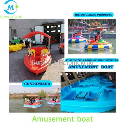 kopen SUNMORE meerstijlige rotatiegegoten HDPE waterpretboot, aangepaste kleur ouder-kind pedaalpretboot voor Lake Scenic Water Park online vervaardiging