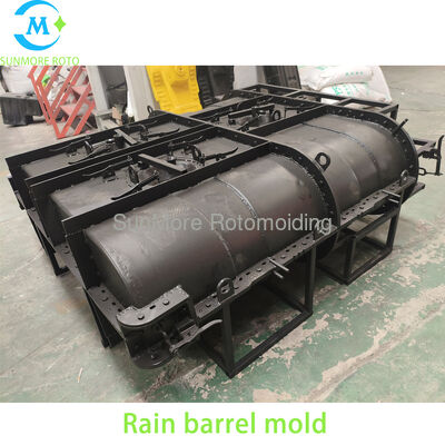 Buy SUNMORE ROTO OEM Custom Cast Steel Rain Barrel Rotomolding Mould, Horizontal Hollow Rainwater Collection Tank Mold With Integrated Lifting Frame & Multi-Point Quick Clamps online manufacture
