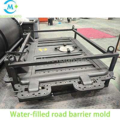 Buy SUNMORE ROTO OEM Custom Cast Steel Water Filled Road Barrier Rotomolding Mould, Plastic Traffic Isolation Fence Mold With Rectangular Integral Lifting Frame & Full Perimeter Toggle Quick Clamps online manufacture