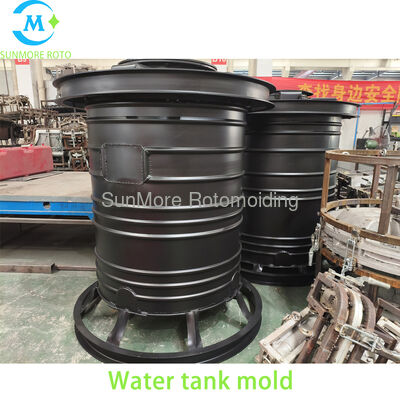 Buy SUNMORE ROTO OEM Custom Ribbed Vertical Water Tank Rotomolding Iron Mould, Thick Cast Steel Plastic Reinforced Storage Tank Mold With Bottom Radial Support Frame & Full Circle Toggle Quick Clamps online manufacture